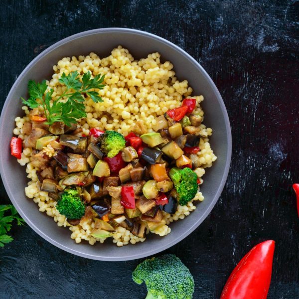 Light,Healthy,Dietary,Vegan,Dish:,Couscous,And,Vegetables,(zucchini,,Eggplant,