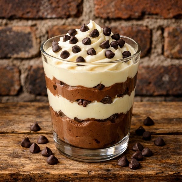 Vanilla,And,Chocolate,Cream,With,Chocolate,Chips,In,The,Glass